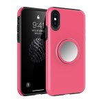 Wholesale iPhone Xs Max Glossy Pop Up Hybrid Case with Metal Plate (Hot Pink)
